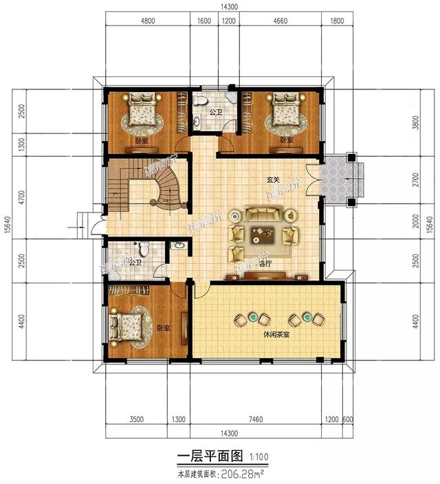 這款二層別墅設(shè)計圖，占地兩百多平方，外型極美，絕對稱得上是豪宅