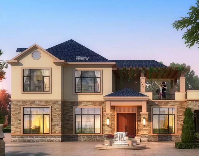 這款二層別墅設(shè)計圖，占地兩百多平方，外型極美，絕對稱得上是豪宅