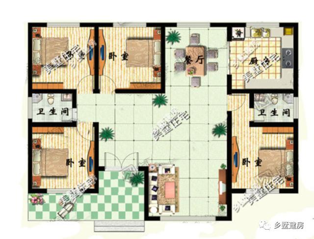 適合在農村養老居住的一層別墅設計圖，趕緊回家給父母建一棟吧