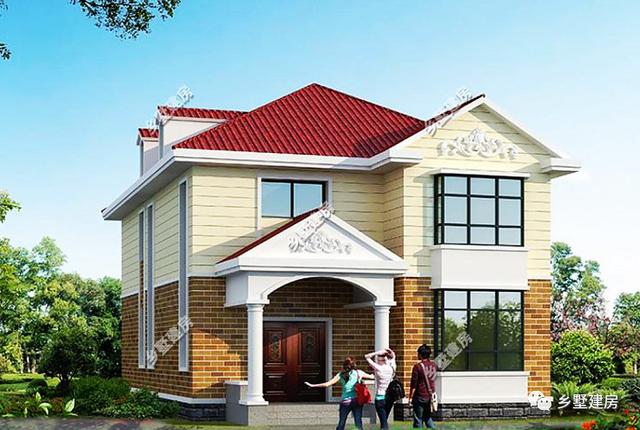 二層田園風自建房別墅設計圖，窄面寬宅基地一樣能建出漂亮的房子