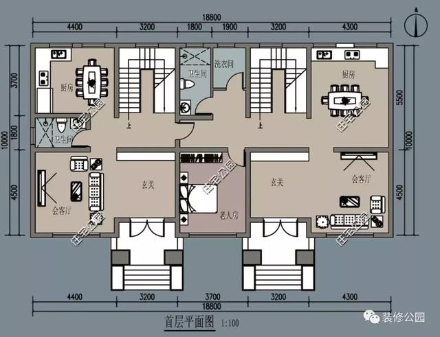 18X10米雙拼別墅設計圖，兄弟姐妹多蓋這樣的房，造價不高還很實用
