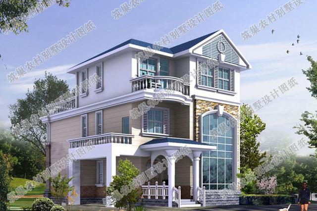 房屋建成實拍展示：30萬2廳5臥三層農(nóng)村別墅設(shè)計施工圖，外觀造型豪華大氣