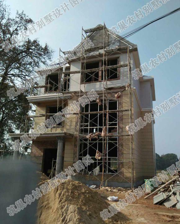 房屋建成實拍展示：30萬2廳5臥三層農(nóng)村別墅設(shè)計施工圖，外觀造型豪華大氣