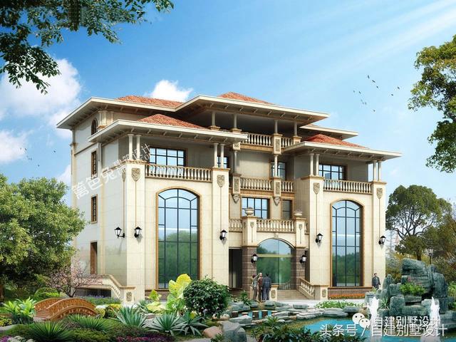 總占地面積350平米的四層歐式別墅設計圖，帶地下室酒窖，豪華大氣。