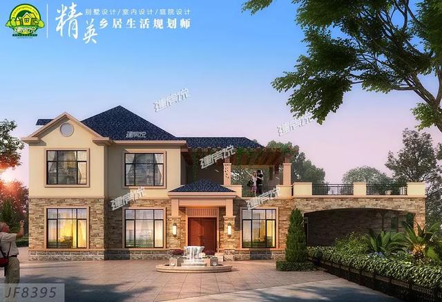 歐式二層半別墅設計圖，帶旋轉樓梯，內部布局舒適又享受，生活美滋滋。