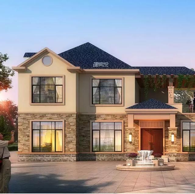 歐式二層半別墅設計圖，帶旋轉樓梯，內部布局舒適又享受，生活美滋滋。