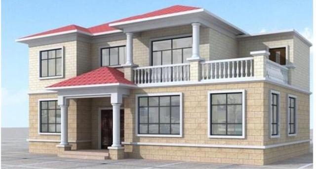 占地120平米的二層簡潔小洋樓，6間臥室加書房，造價(jià)25萬。