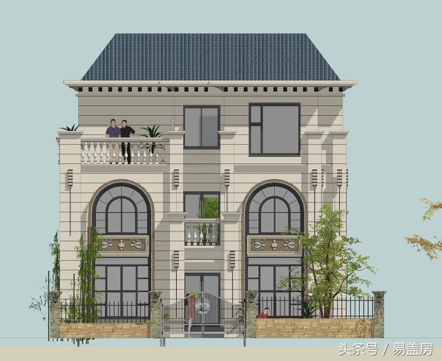 14X11歐式三層別墅設計圖，造型霸氣，引鄰里羨慕，主體造價53萬。