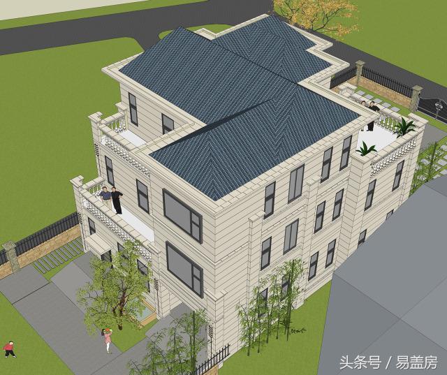 14X11歐式三層別墅設計圖，造型霸氣，引鄰里羨慕，主體造價53萬。