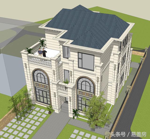 14X11歐式三層別墅設計圖，造型霸氣，引鄰里羨慕，主體造價53萬。