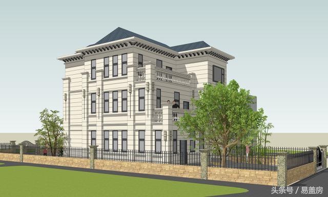 14X11歐式三層別墅設計圖，造型霸氣，引鄰里羨慕，主體造價53萬。