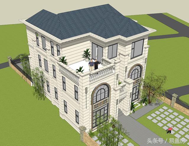 14X11歐式三層別墅設計圖，造型霸氣，引鄰里羨慕，主體造價53萬。