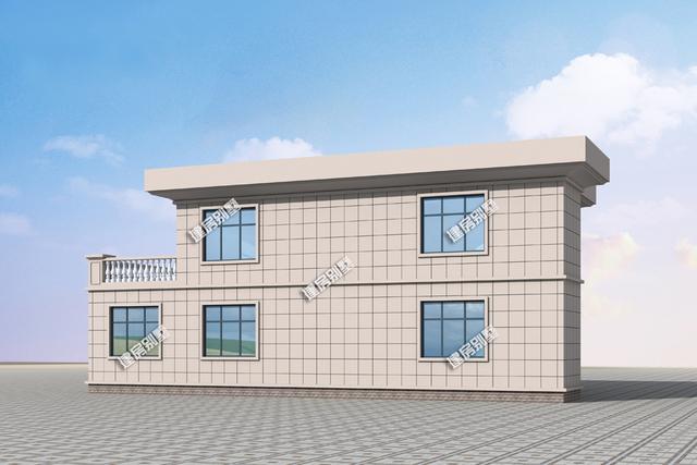 16mx8m二層平頂別墅設(shè)計(jì)圖，帶車庫(kù)，很適合在北方建設(shè)。