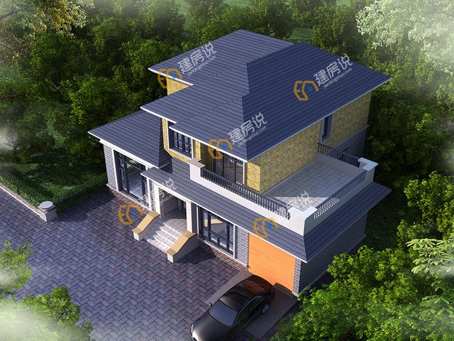 二層現代別墅設計圖，占地151平方米，帶車庫，時尚大方。