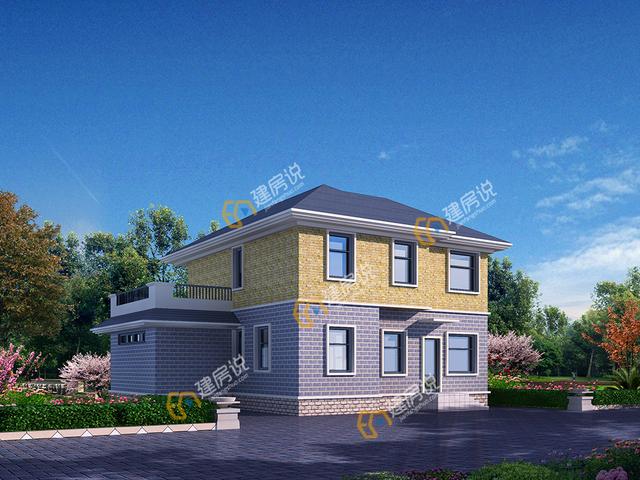 二層現代別墅設計圖，占地151平方米，帶車庫，時尚大方。