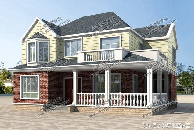 13.4X11.7米一層半美式別墅設計圖，造型非常的好看。