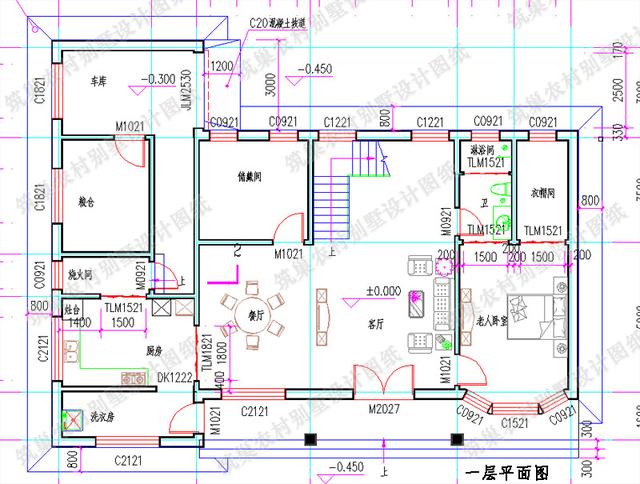 17米x13米二層別墅設(shè)計圖，帶獨(dú)立車庫，外觀簡潔大氣，主體造價30萬。