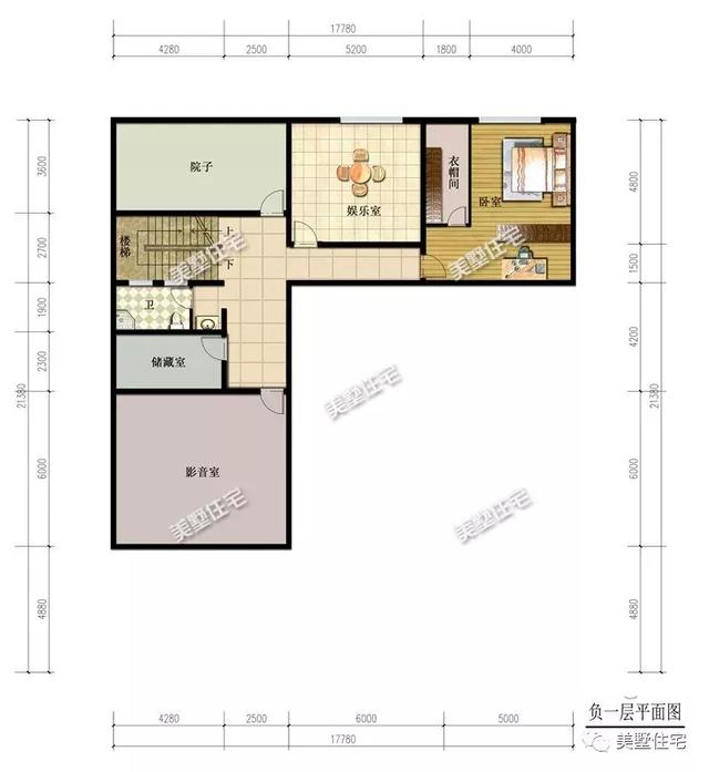 17X21米二層新中式別墅設計圖，帶兩個庭院，主體造價60萬以內。
