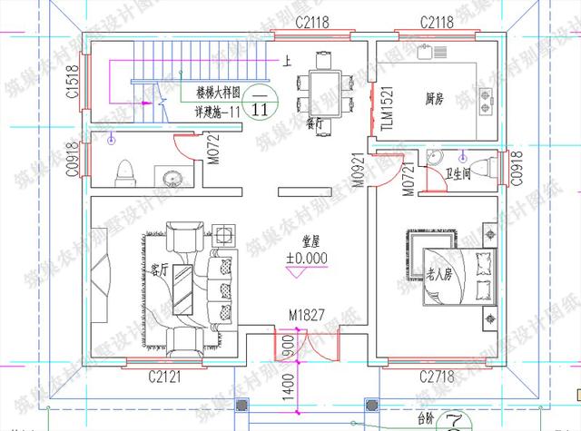 11x9米二層別墅設計圖，帶堂屋，既好看又實用，造價20萬。