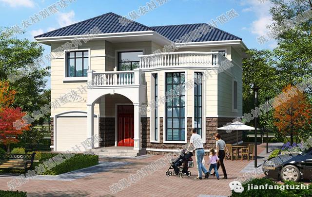 11×12米二層自建房，帶車庫+挑空客廳，設計清新雅觀，非常適合農村自建房。