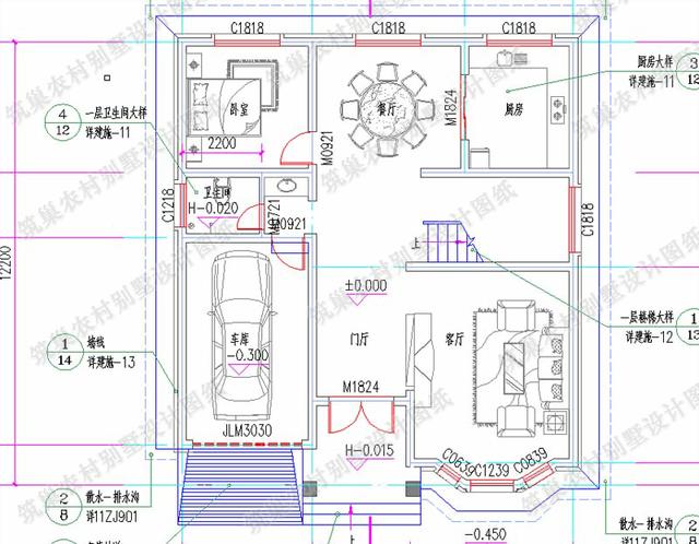 11×12米二層自建房，帶車庫+挑空客廳，設計清新雅觀，非常適合農村自建房。