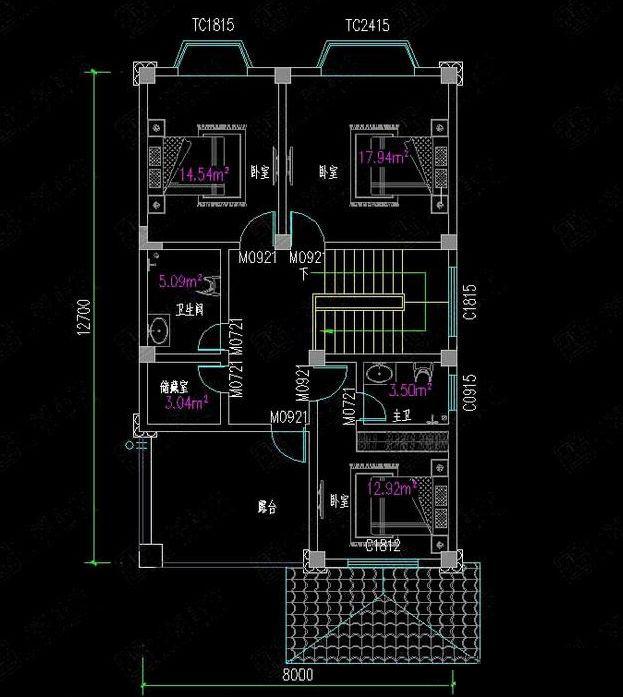 三棟8X12米四層農村小戶型設計圖，適合家里人口多的居住，比城里別墅還好看！