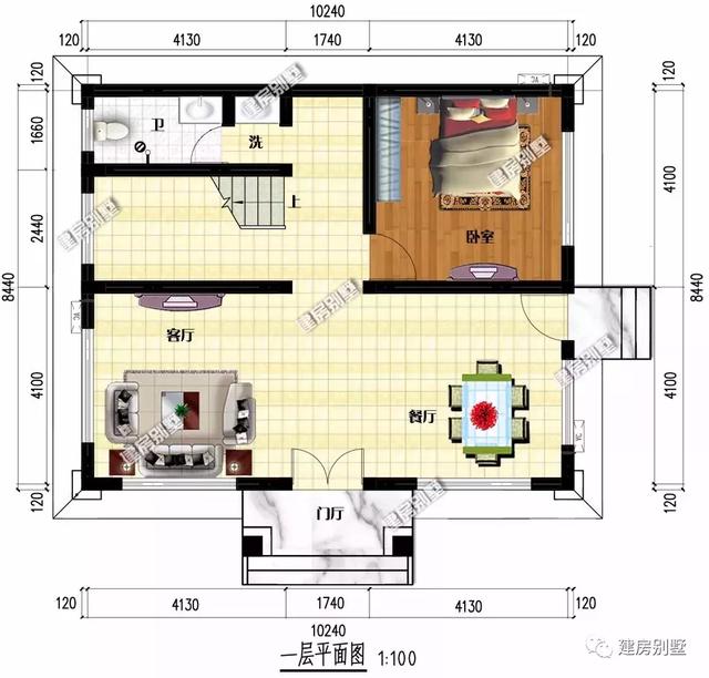 10.2×8.4米三層農村別墅設計圖，外觀簡約自然，室內實用大氣，造價25萬以內。
