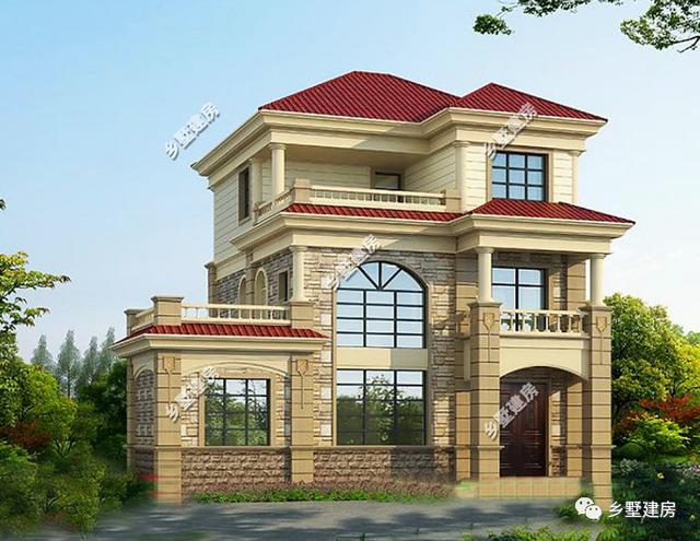 12米X10米三層別墅設計圖，戶型方正外型美觀，這么完美的農村別墅，你不打算來一套嗎？