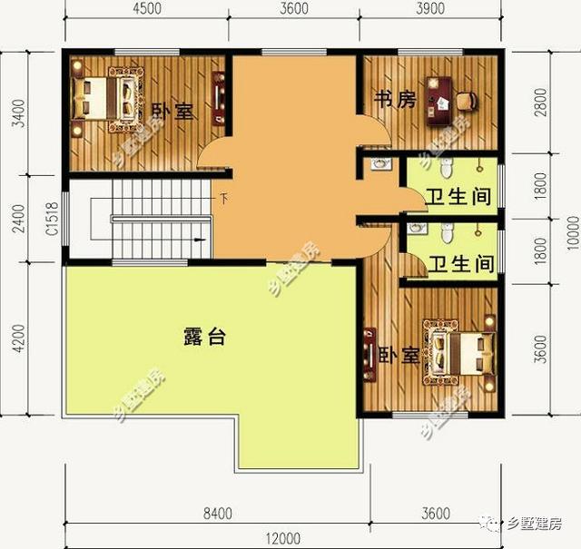 12米X10米三層別墅設計圖，戶型方正外型美觀，這么完美的農村別墅，你不打算來一套嗎？