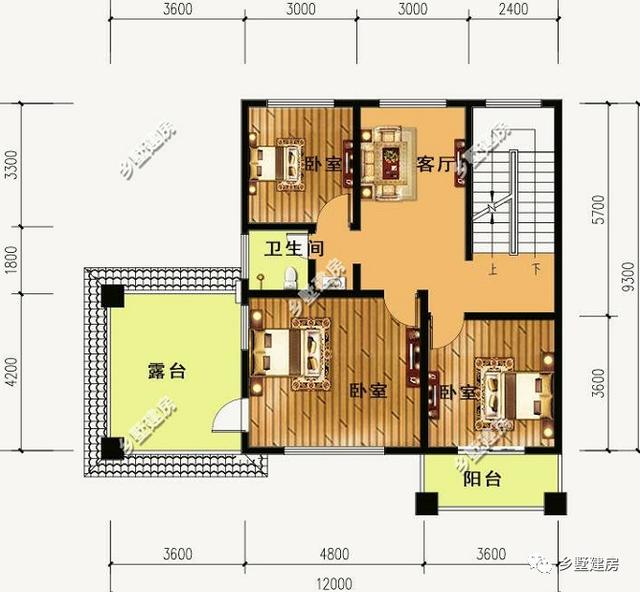 12米X10米三層別墅設計圖，戶型方正外型美觀，這么完美的農村別墅，你不打算來一套嗎？