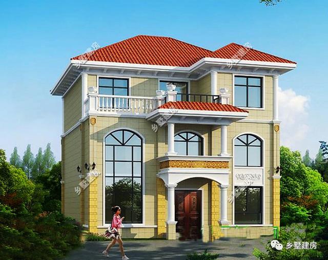 12米X10米三層別墅設計圖，戶型方正外型美觀，這么完美的農村別墅，你不打算來一套嗎？