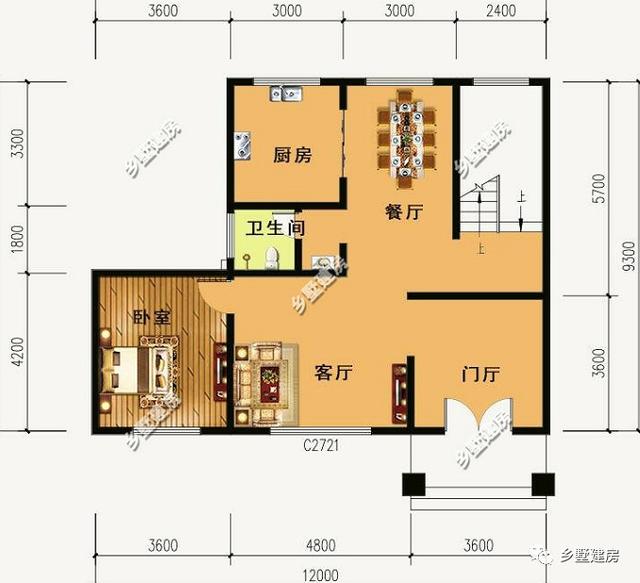 12米X10米三層別墅設計圖，戶型方正外型美觀，這么完美的農村別墅，你不打算來一套嗎？