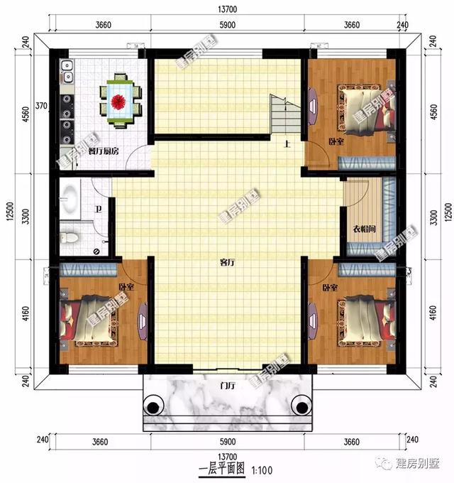 占地171平的三層別墅設計圖，帶大堂屋，確認過眼神，是父母們喜歡的類型。