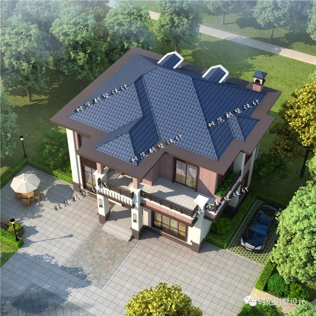 6室3廳兩層新中式別墅設(shè)計圖，帶大露臺+書房，很適合農(nóng)村自建。