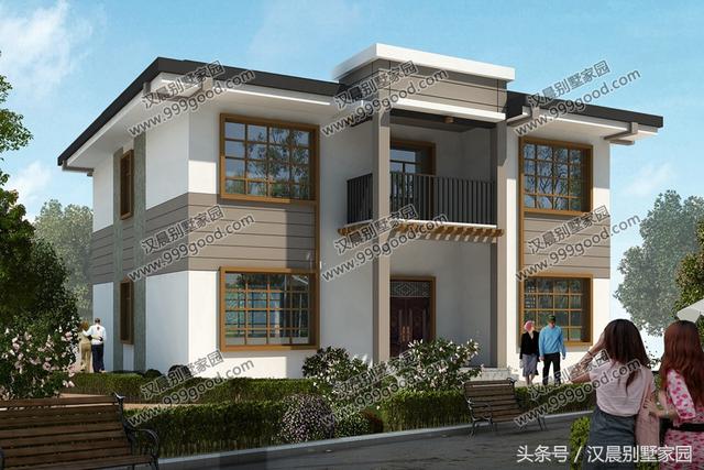 二層平頂小別墅設(shè)計圖，帶土灶+現(xiàn)代雙廚房，最適合偏冷的農(nóng)村地區(qū)自建。