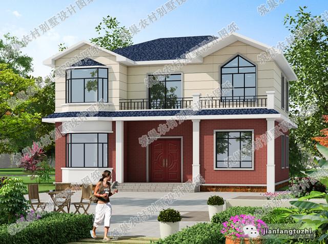 13×11米二層精美農(nóng)村自建房，精簡(jiǎn)大方，造價(jià)30萬以內(nèi)。