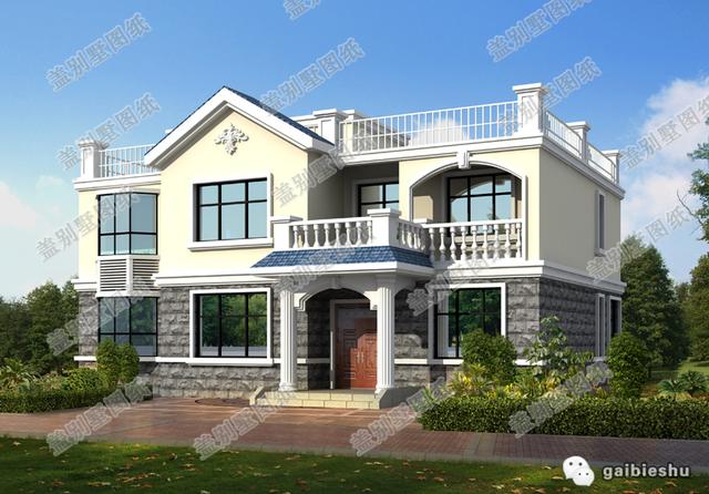 14×10米二層平頂別墅設計圖，簡單實用，造價30萬。