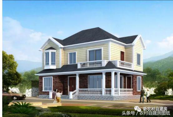 占地133平方米的二層小別墅設計圖，外觀樸素大方，造價劃算不到25萬。