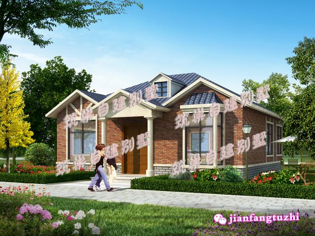 占地約為150平方米的一層歐式別墅設(shè)計圖，簡單復(fù)古，水電圖齊全。