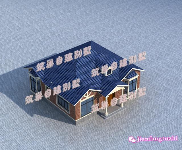 占地約為150平方米的一層歐式別墅設(shè)計圖，簡單復(fù)古，水電圖齊全。