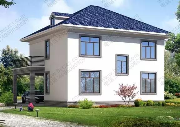 12×11米二層歐式別墅設(shè)計圖，帶車庫，簡約式比歐式更有范兒！