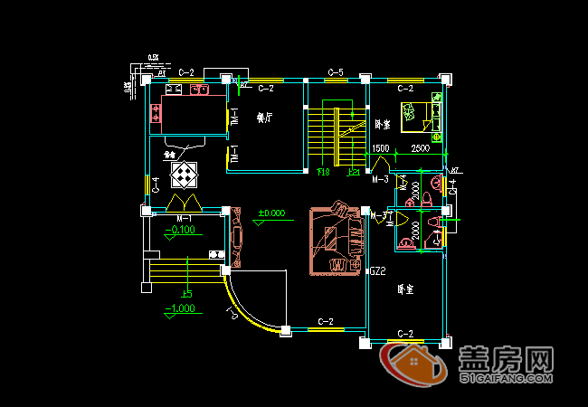 15x14三層半農村別墅設計圖，帶地下室，漂亮大方。