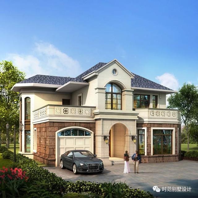12x12米二層獨棟歐式別墅設計圖，帶車庫，空間利用率高，適合農村自建。