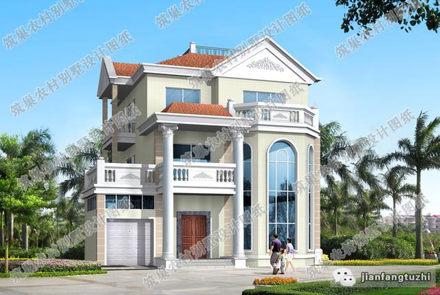 13×15米三層豪華歐式別墅設計圖，帶挑空客廳，時尚大氣，造價35萬。