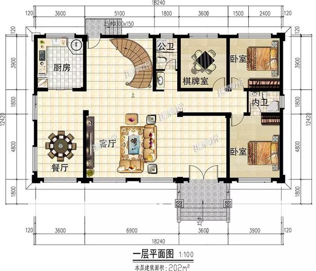 18×12米三層半經(jīng)典歐式別墅設(shè)計圖，帶書房+大露臺，都只是標(biāo)配。