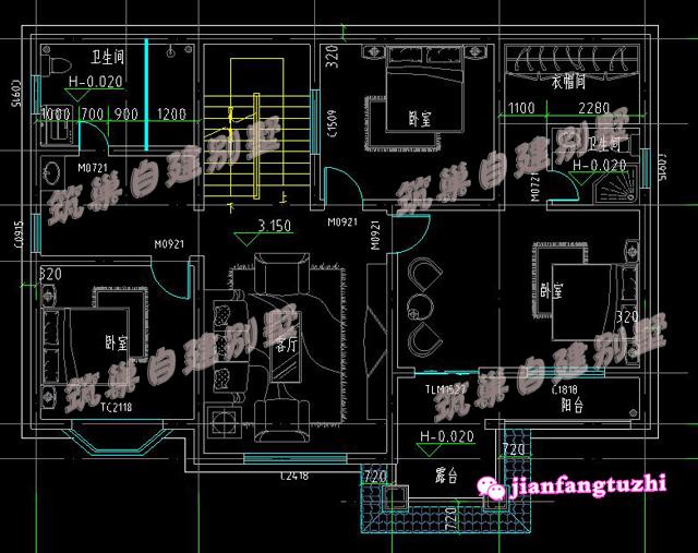 簡約二層平屋頂帶大露臺的農村別墅設計戶型，施工簡單，戶型美觀實用