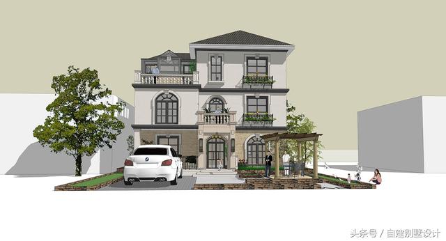 適合農村修建的簡歐風格三層別墅設計圖，雙餐廳設計適合大家庭