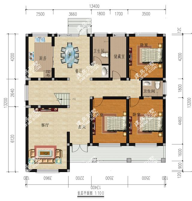 兩款開間13.4米的農(nóng)村二層別墅設(shè)計圖，精致舒適
