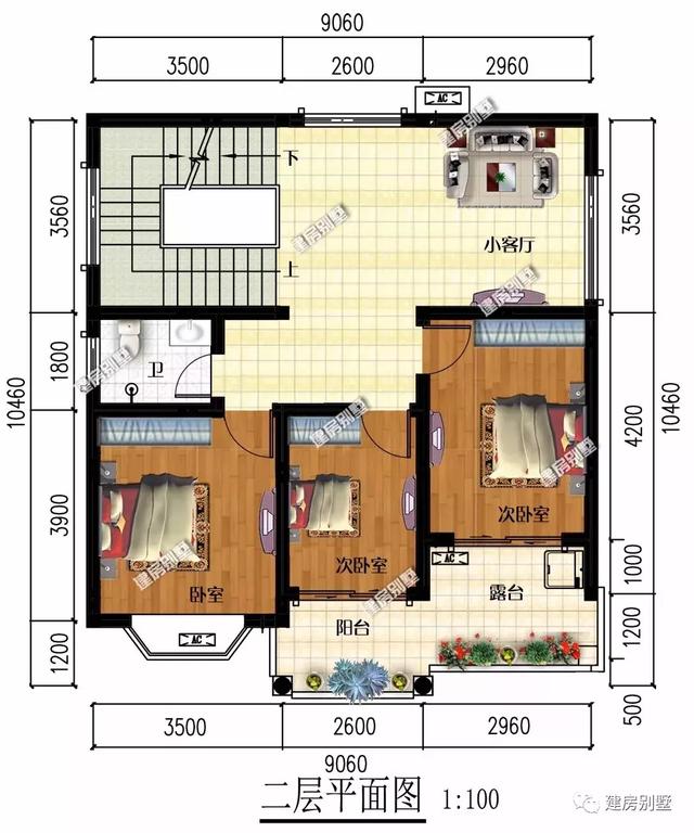 4棟平屋頂設計的農村自建房設計圖，施工簡單造價低