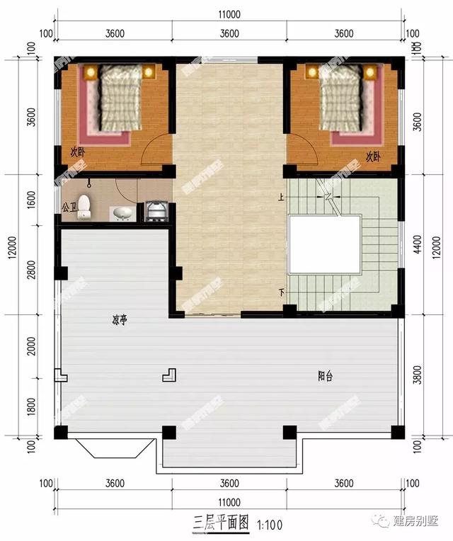 4棟平屋頂設計的農村自建房設計圖，施工簡單造價低